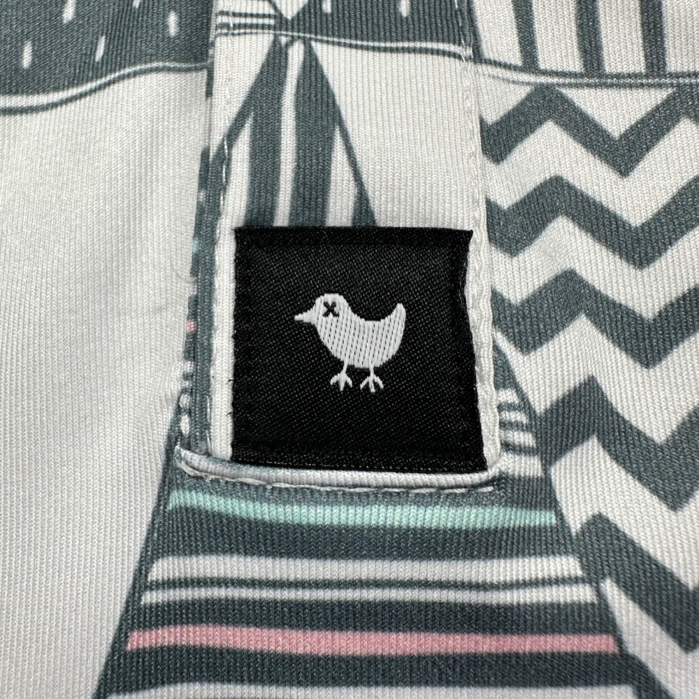 Bad Birdie Polo Shirt Mens Medium Multicolor Geometric Triangle Golf Performance - Picture 6 of 11